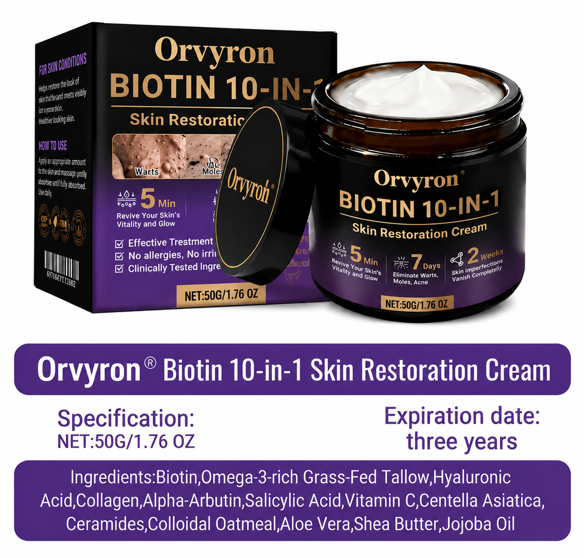 Made and Shipped from USA✨Revrao® Biotin 10-in-1 Skin Restoration Cream🍀