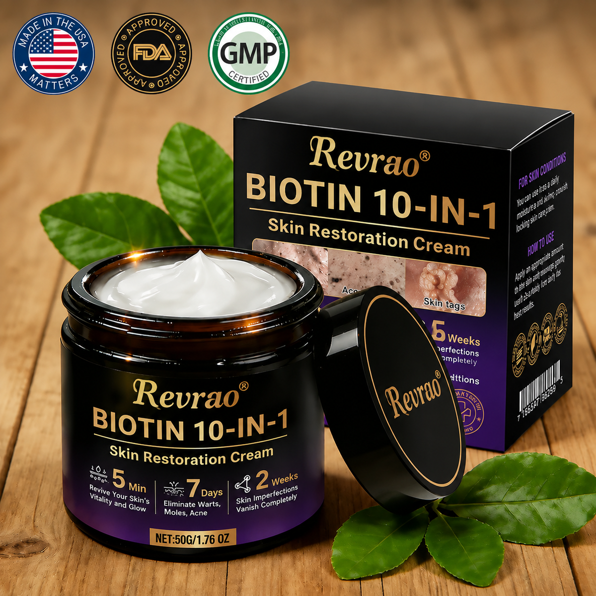 Made and Shipped from USA✨Revrao® Biotin 10-in-1 Skin Restoration Cream🍀